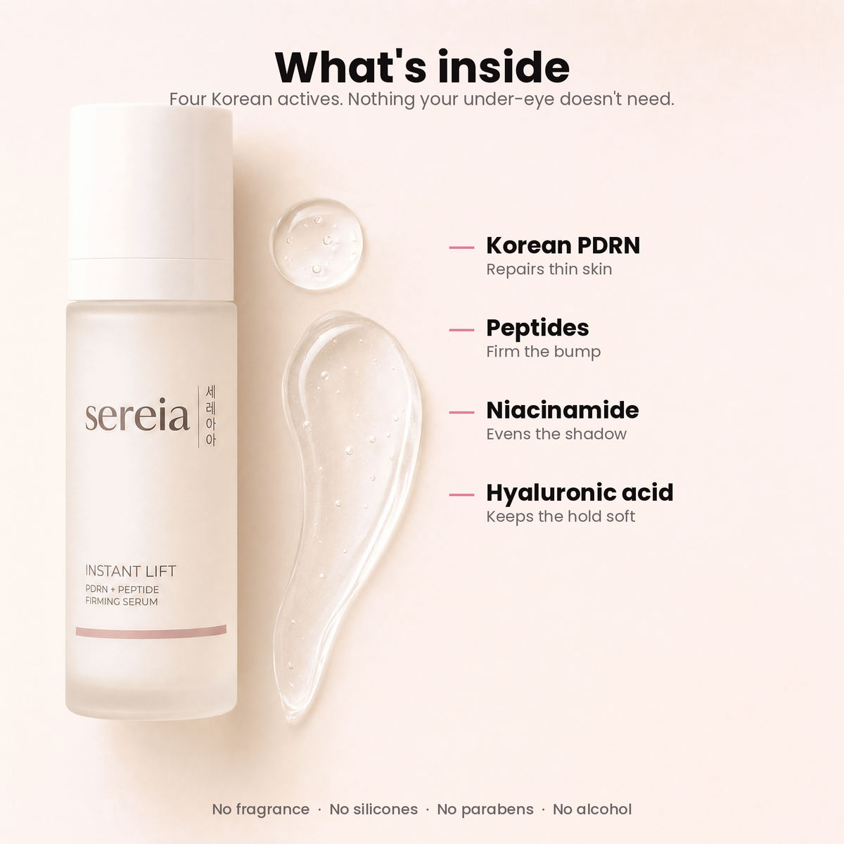 What's inside: Korean PDRN, peptides, niacinamide, hyaluronic acid